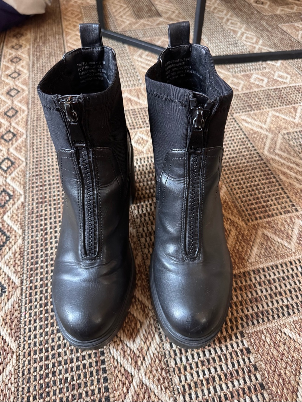 MADDEN GIRL Truffle Black Platform Zipper Front Ankle Boots Size 8 - Picture 4 of 8